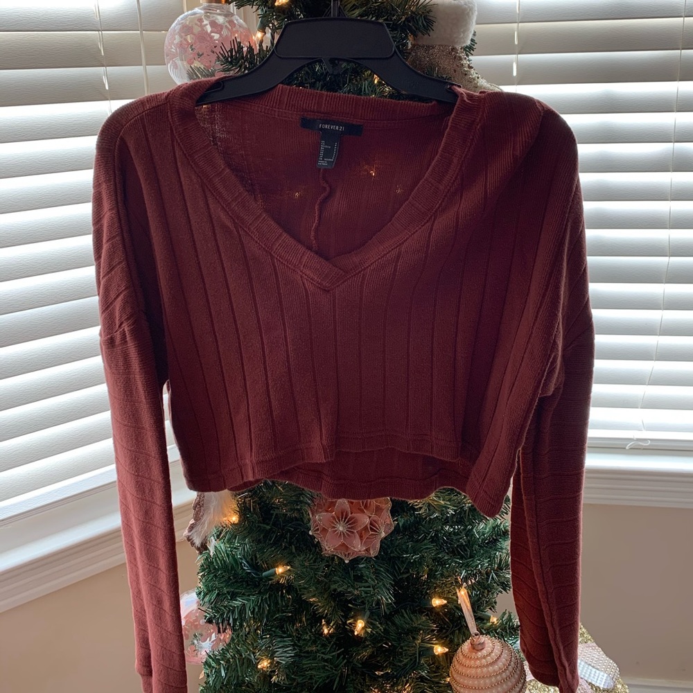 cropped maroon sweater